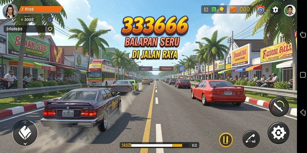 Tampilan gameplay Racing yang mendebarkan dan penuh aksi.