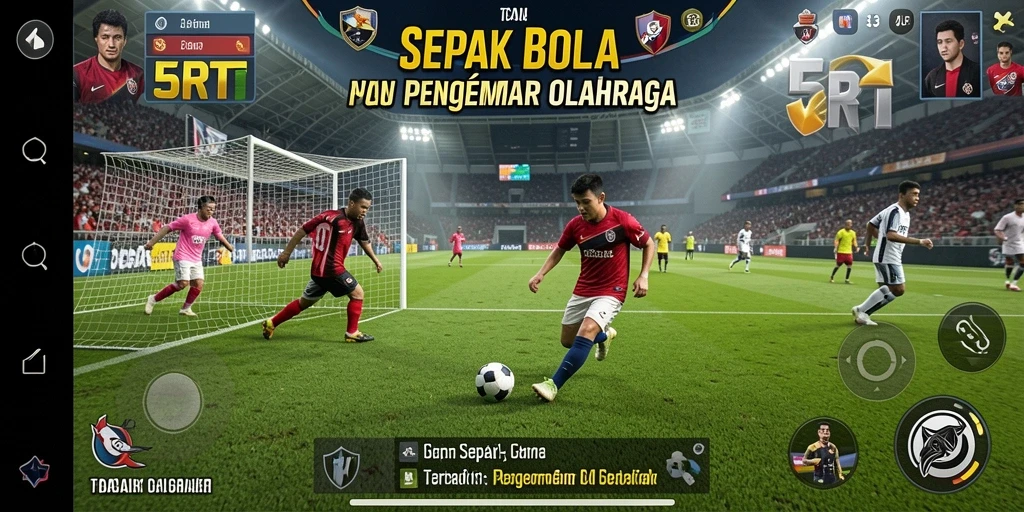 Tampilan gameplay <strong>5RT</strong> yang seru dan menegangkan dalam pertandingan sepak bola.