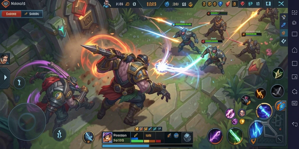 Screenshot gameplay HO3 menampilkan aksi seru di arena MOBA.
