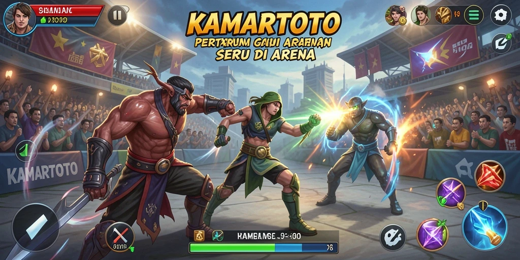 Screenshot gameplay KAMARTOTO menampilkan aksi pertarungan yang seru dan dinamis.