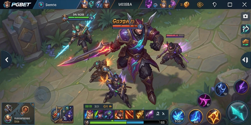 Tampilan gameplay PGBET yang seru dalam pertarungan tim MOBA.