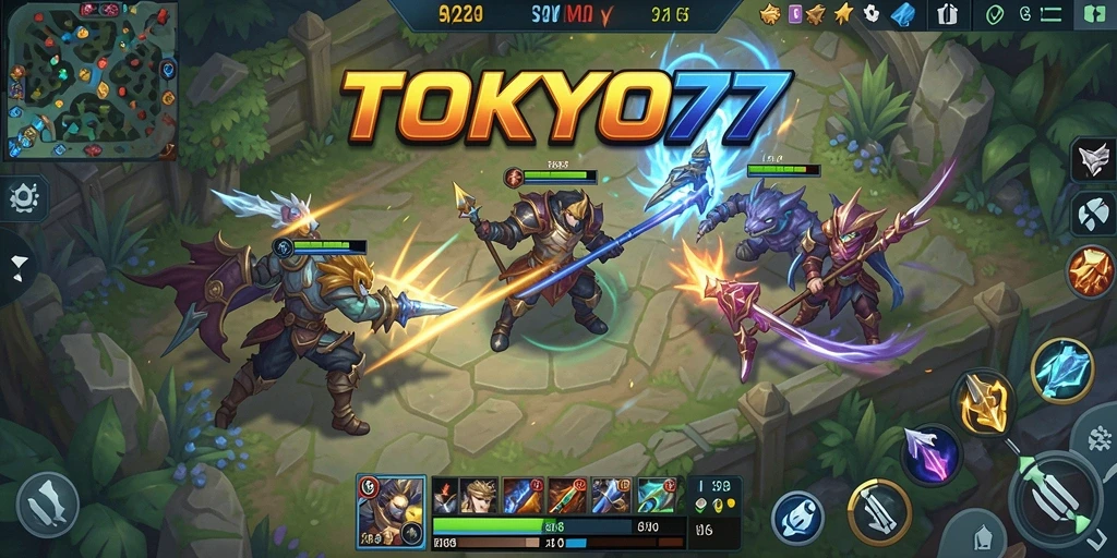 Tampilan gameplay utama TOKYO77 yang seru dan mendebarkan.