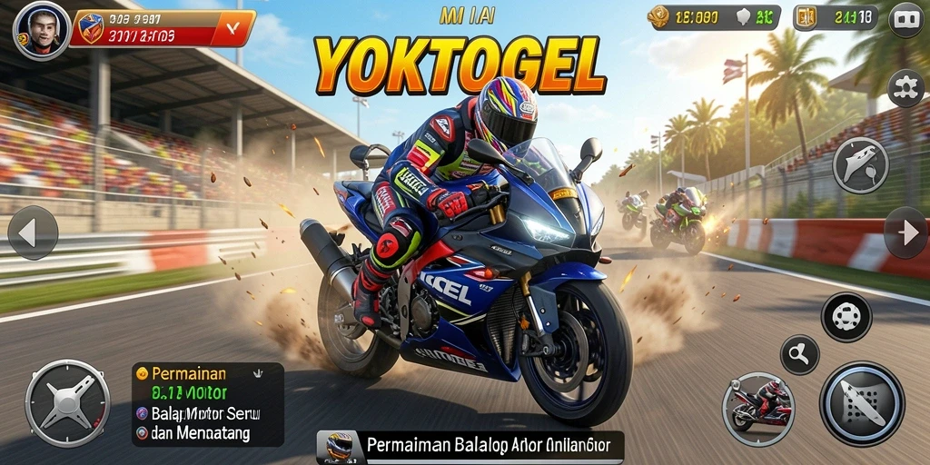 Screenshot utama YOKTOGEL menunjukkan aksi balap motor yang mendebarkan.